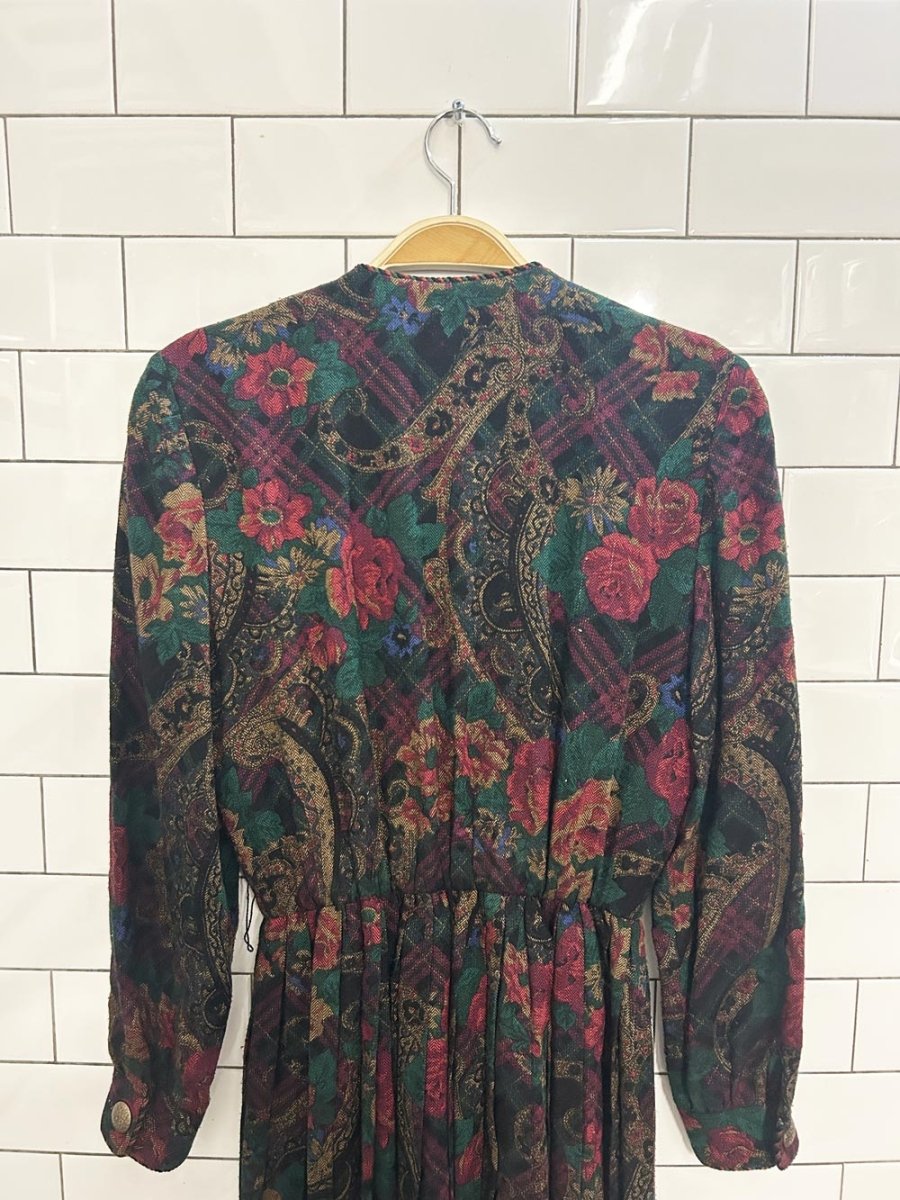 vintage 90s talbots floral print long sleeve maxi dress - good market thrift store