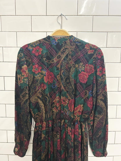 vintage 90s talbots floral print long sleeve maxi dress - good market thrift store