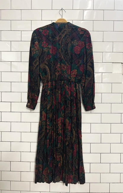 vintage 90s talbots floral print long sleeve maxi dress - good market thrift store
