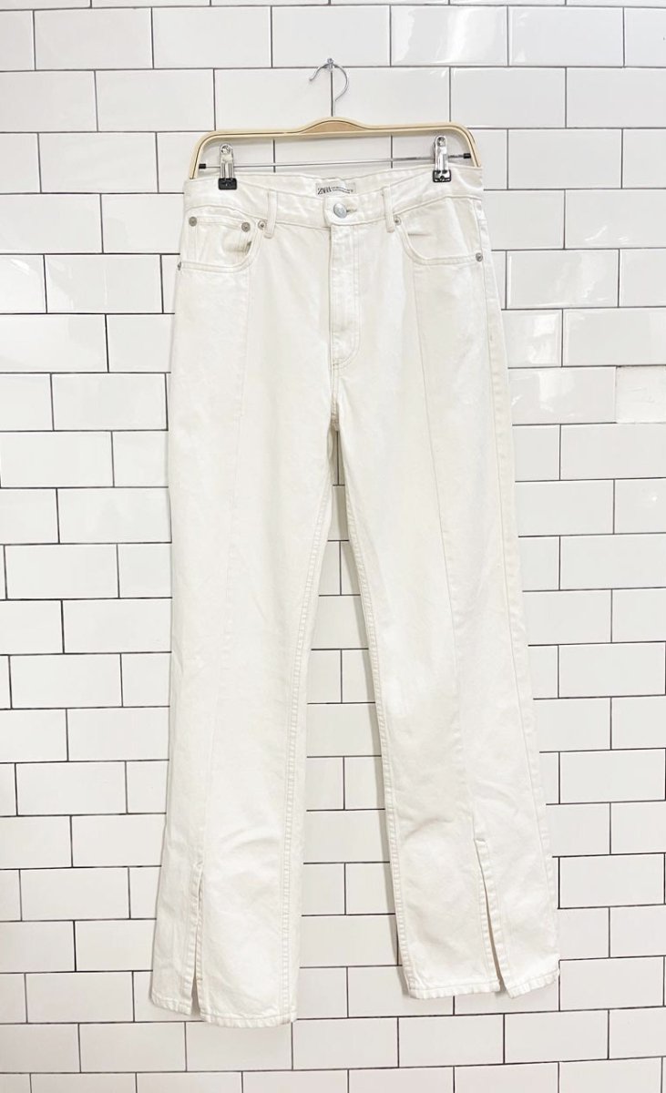 zara seamed front slit straight leg jeans - good market thrift store