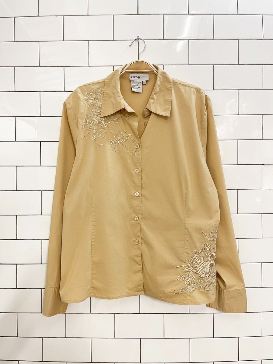 vintage 00s lana lee embroidered shirt - good market thrift store
