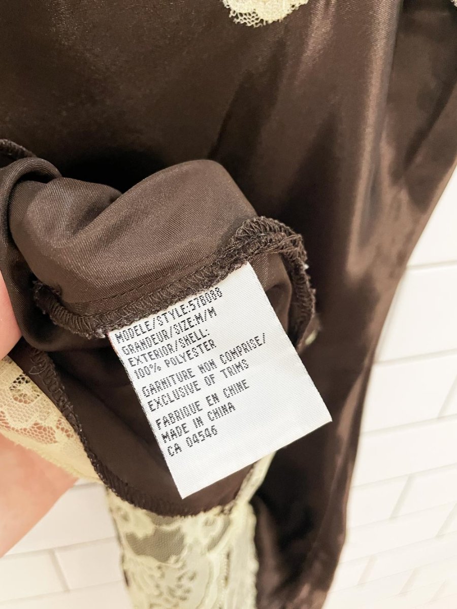 y2k suzy shier lace trim satin slip dress - good market thrift store