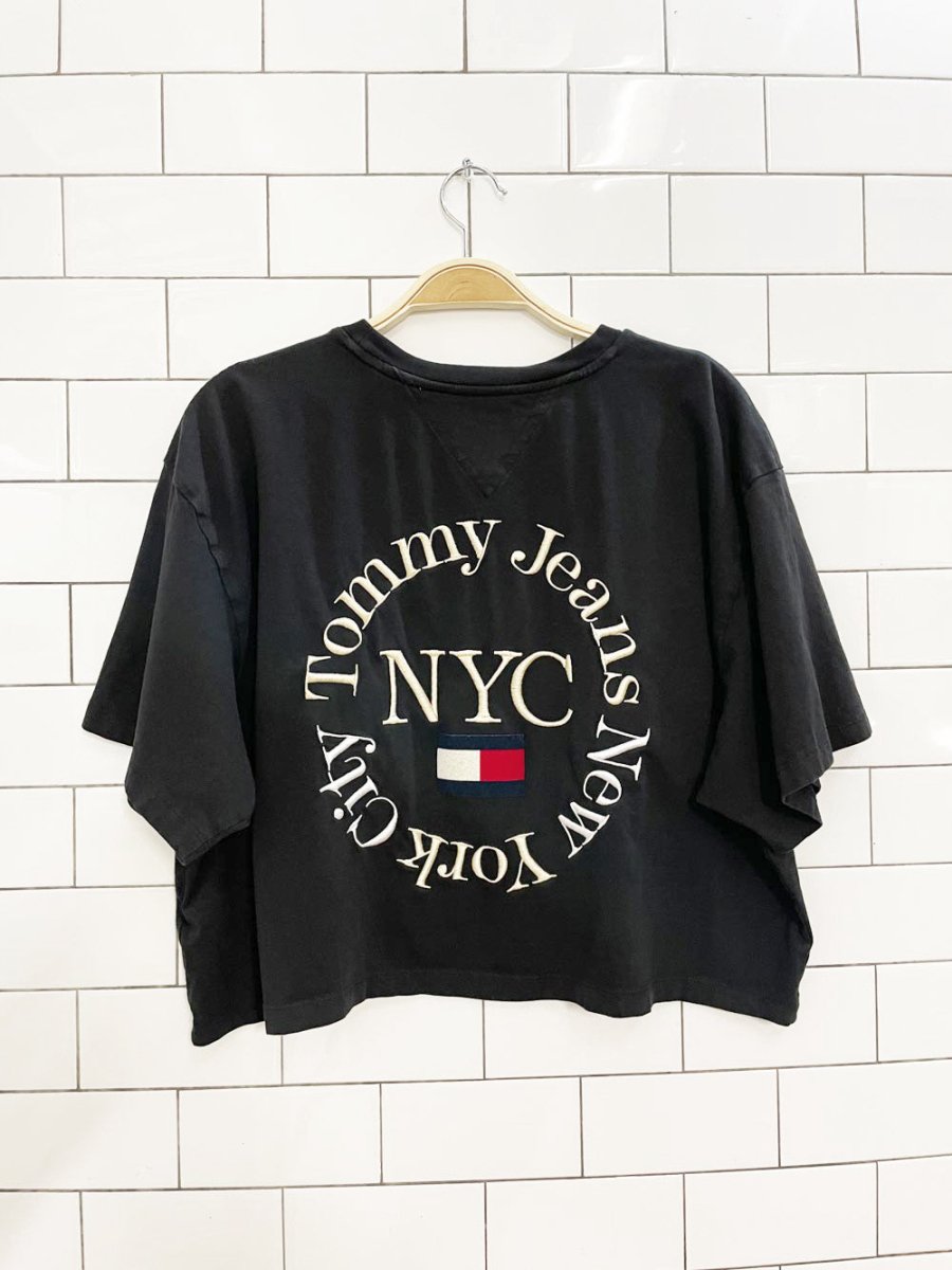 tommy hilfiger NYC super crop embroidered tee - good market thrift store