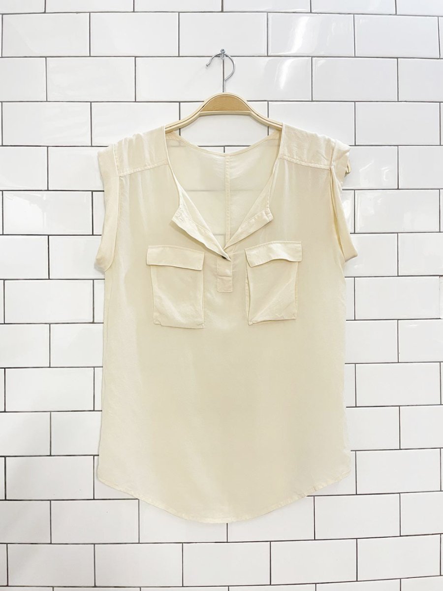 club monaco 100% silk cream sleeveless blouse - good market thrift store