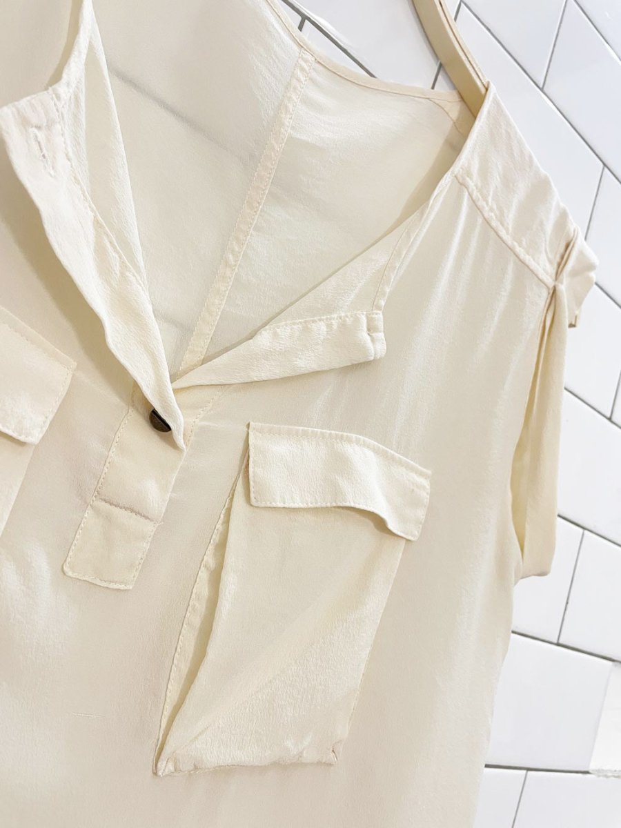 club monaco 100% silk cream sleeveless blouse - good market thrift store