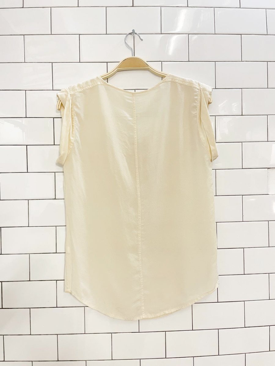 club monaco 100% silk cream sleeveless blouse - good market thrift store