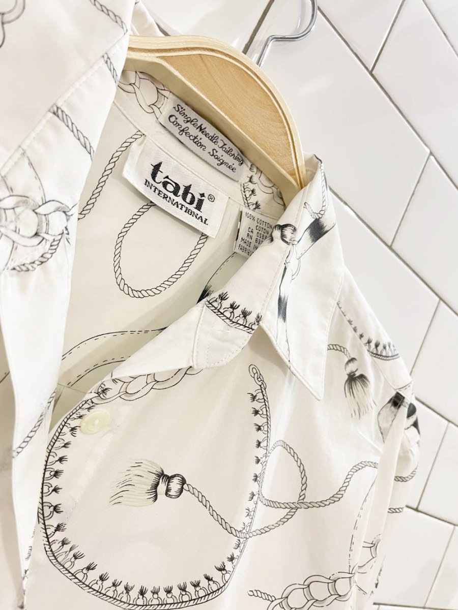 vintage 90s tabi equestrian print pleated shirt - good market thrift store