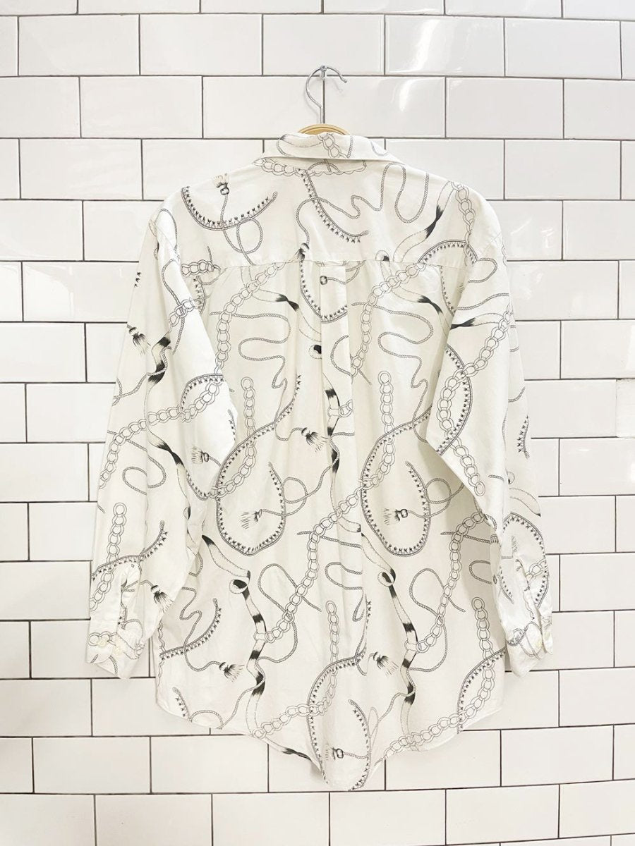 vintage 90s tabi equestrian print pleated shirt - good market thrift store