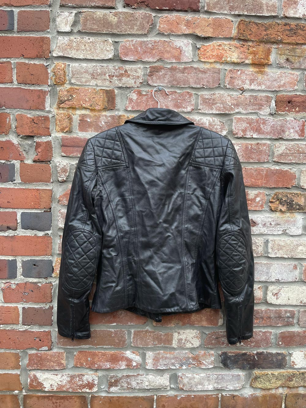 danier butter leather quilted biker jacket