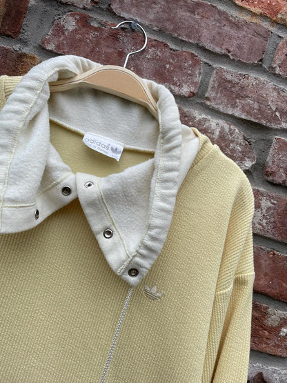 vintage 80s adidas snap funnel neck ribbed sweatshirt