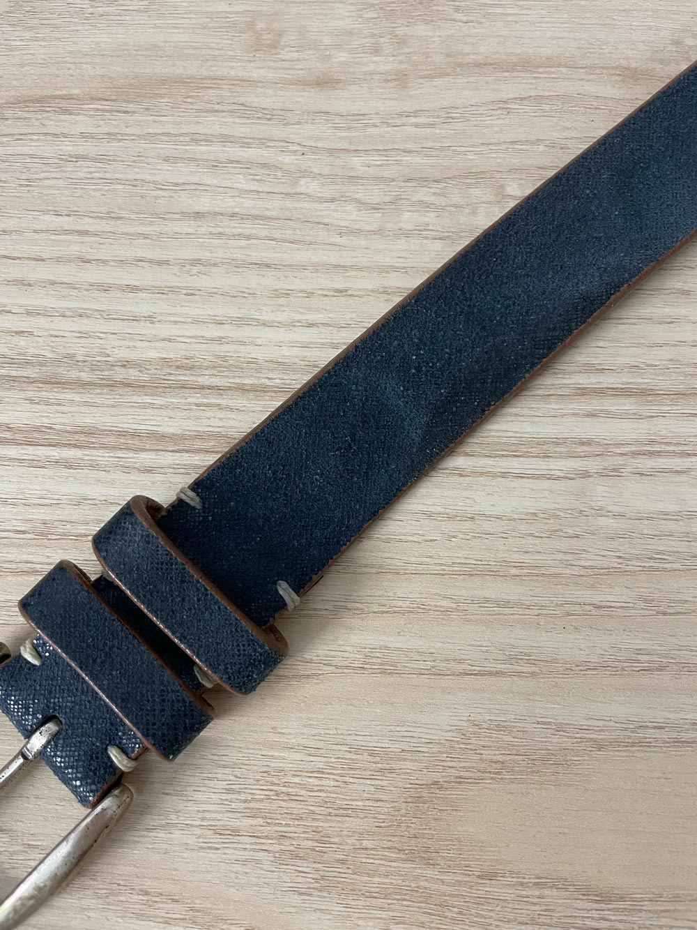 allen edmonds blue leather belt