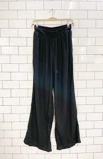 aerie linen - blend smocked waist wide leg pant - good market thrift store