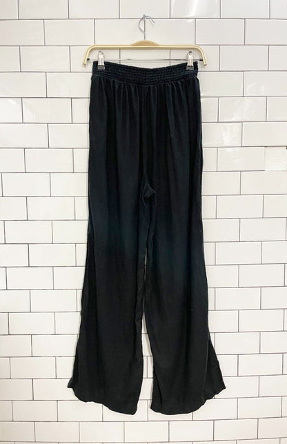 aerie linen - blend smocked waist wide leg pant - good market thrift store