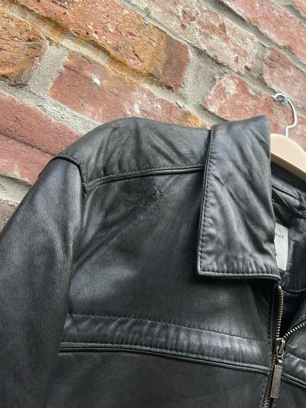 boston harbour butter leather minimal zip jacket
