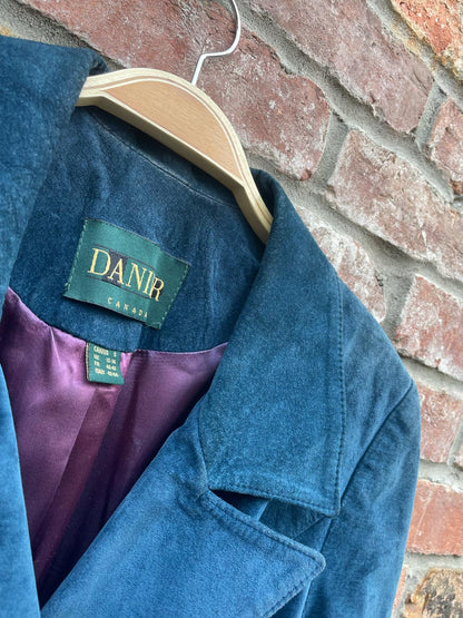 vintage danier blue suede double breasted jacket