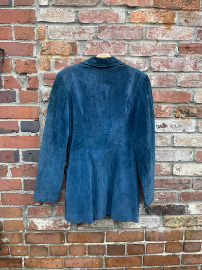 vintage danier blue suede double breasted jacket