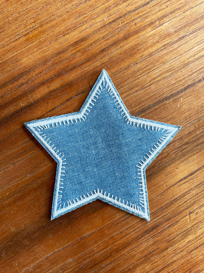 denim star iron-on / sew-on patch