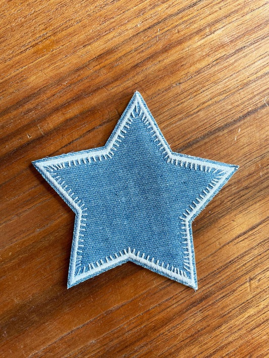 denim star iron-on / sew-on patch