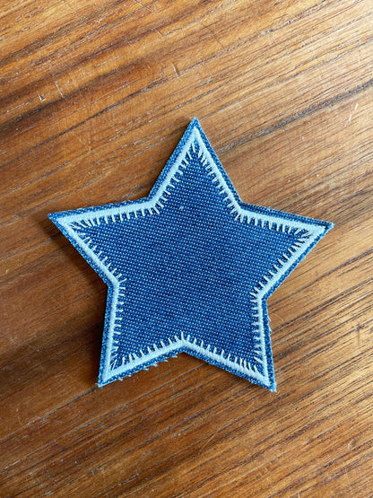 denim star iron-on / sew-on patch