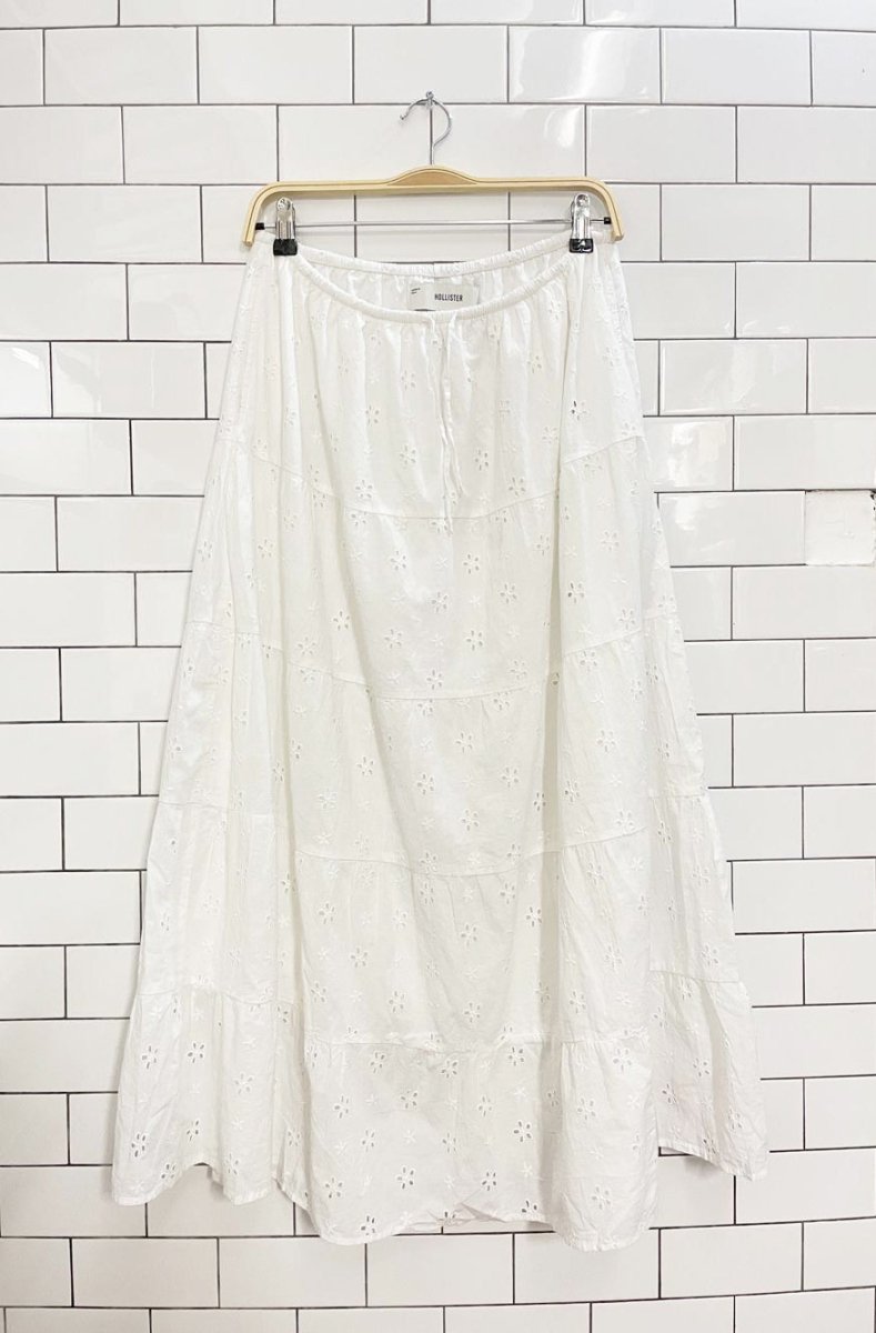 nwt hollister boho prairie tiered eyelet maxi skirt - good market thrift store