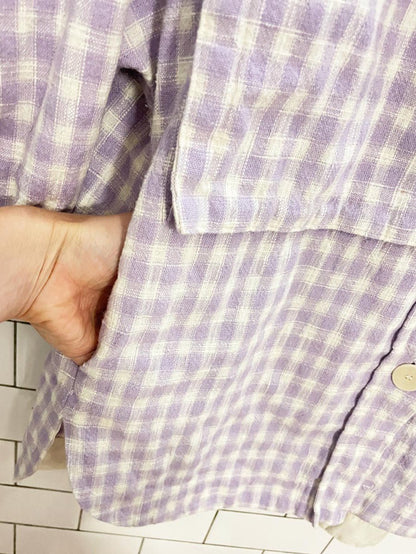 zara oversized big pocket plaid textured cotton shirt jacket - good market thrift store