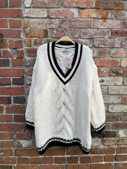 zara oversized varsity chunky cable knit sweater