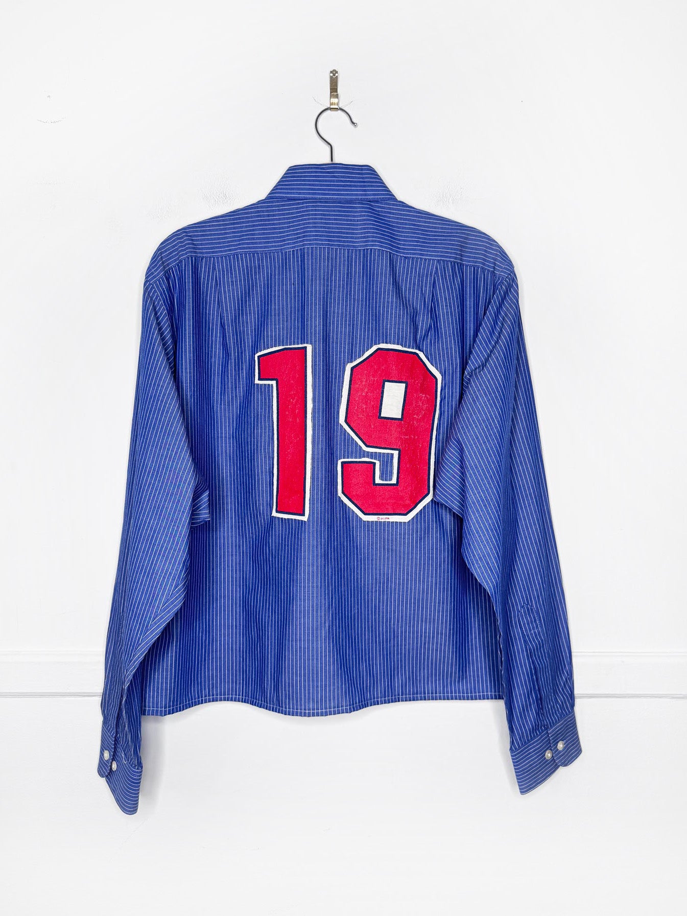 vintage rangers mlb blue stripe sporty prep cropped shirt | rework