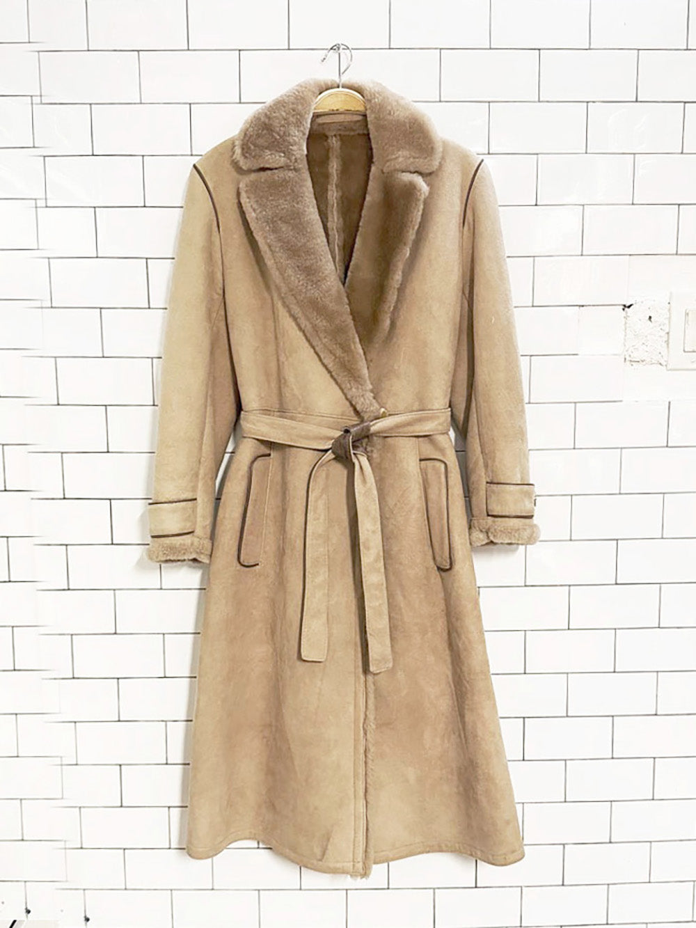 vintage 70s sawyer of napa california sheepskin belted coat | made in Canada
