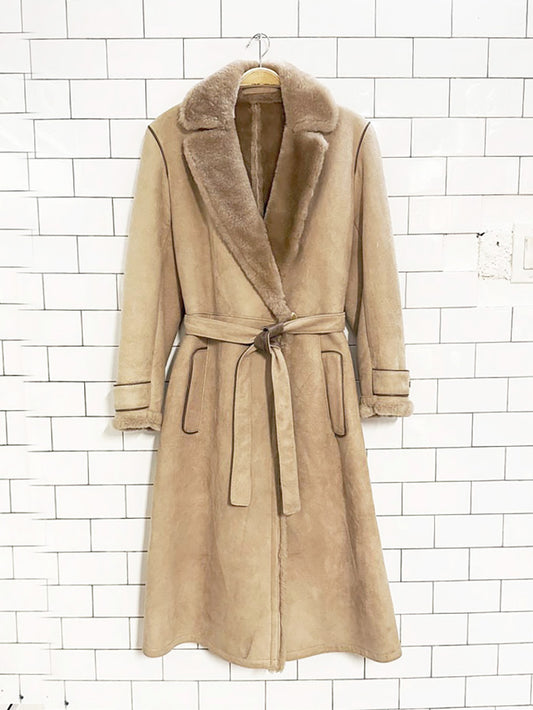 vintage 70s sawyer of napa california sheepskin belted coat | made in Canada