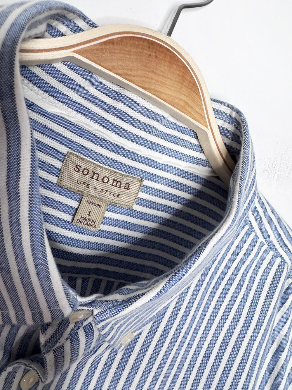 harvard blue stripe sporty prep cropped shirt | rework