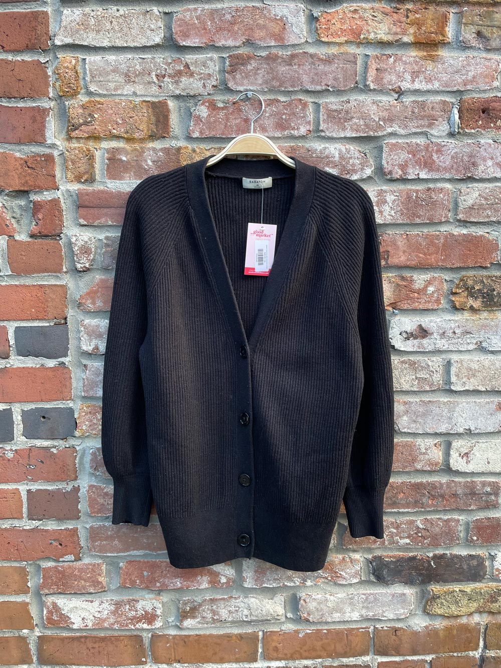 babaton wool-linen blend ribbed knit cardigan