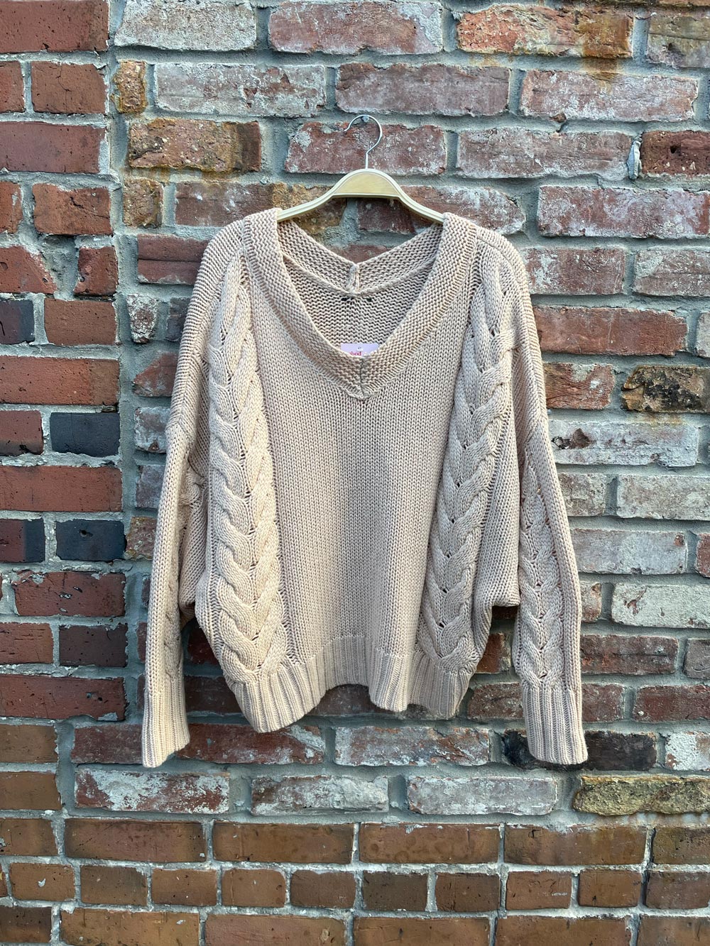 wool-blend oversized boxy cable knit sweater