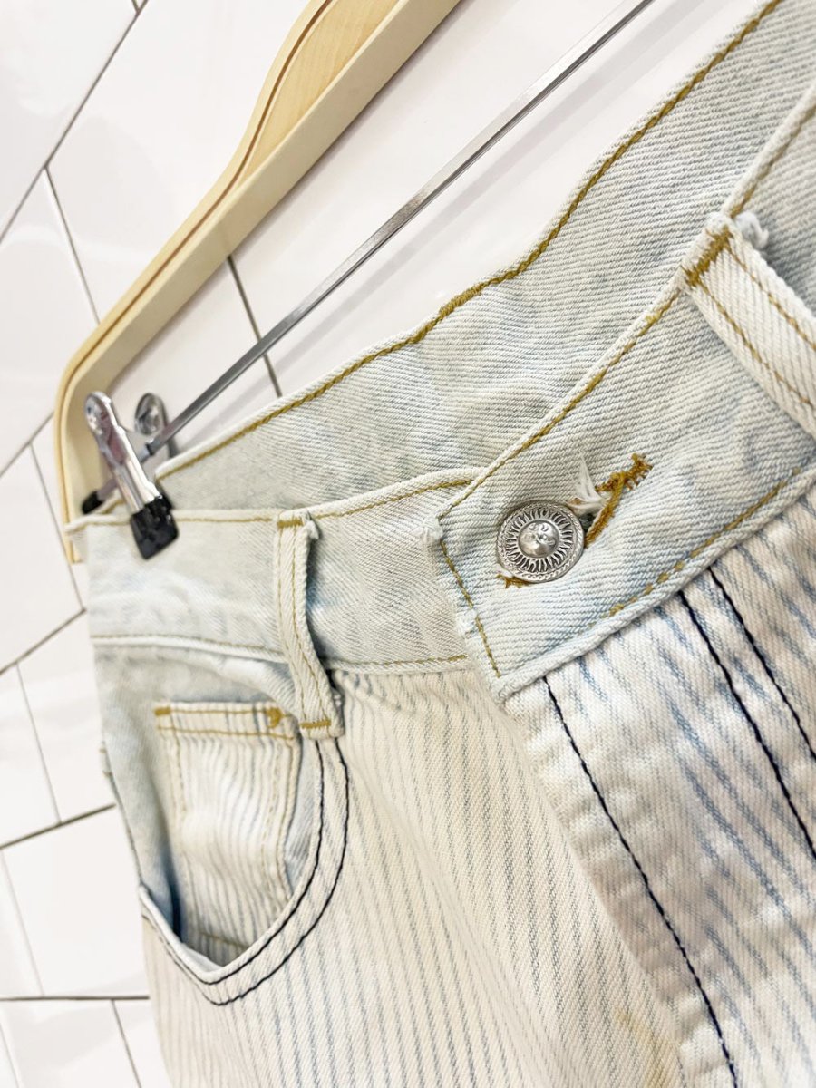 vintage 90s blush on pattern patchwork long denim shorts - good market thrift store