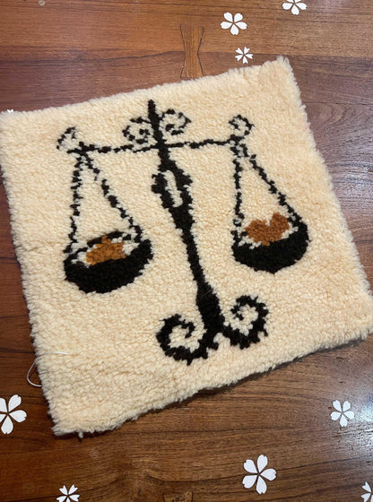 retro latch-hook astrology wall rug art