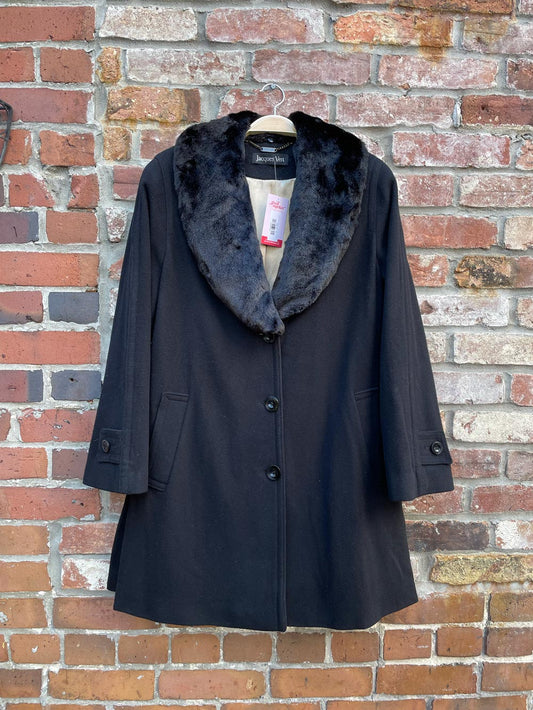 vintate 00s jacques vert wool-cashmere faux fur collar coat