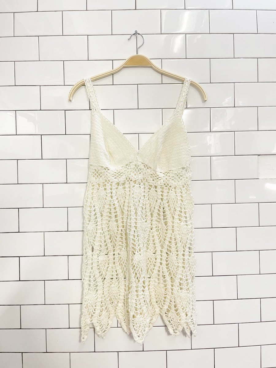 handmade crochet knit beach festival mini dress - good market thrift store