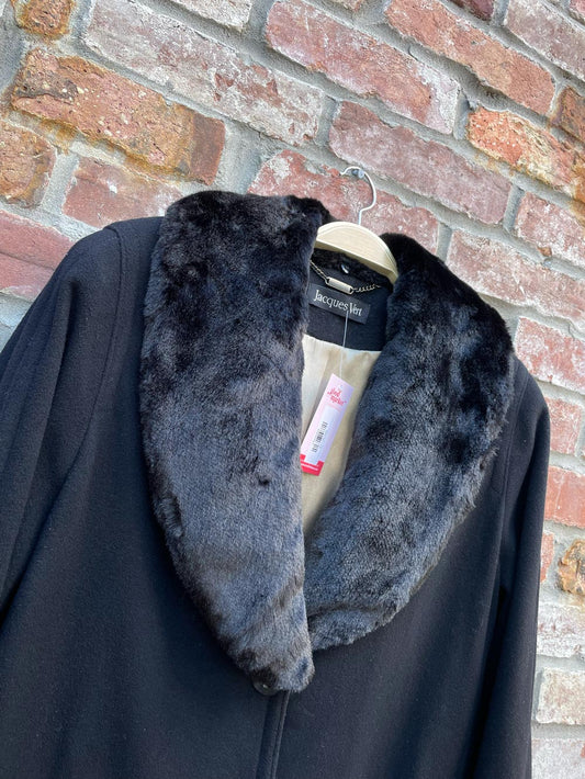 vintate 00s jacques vert wool-cashmere faux fur collar coat