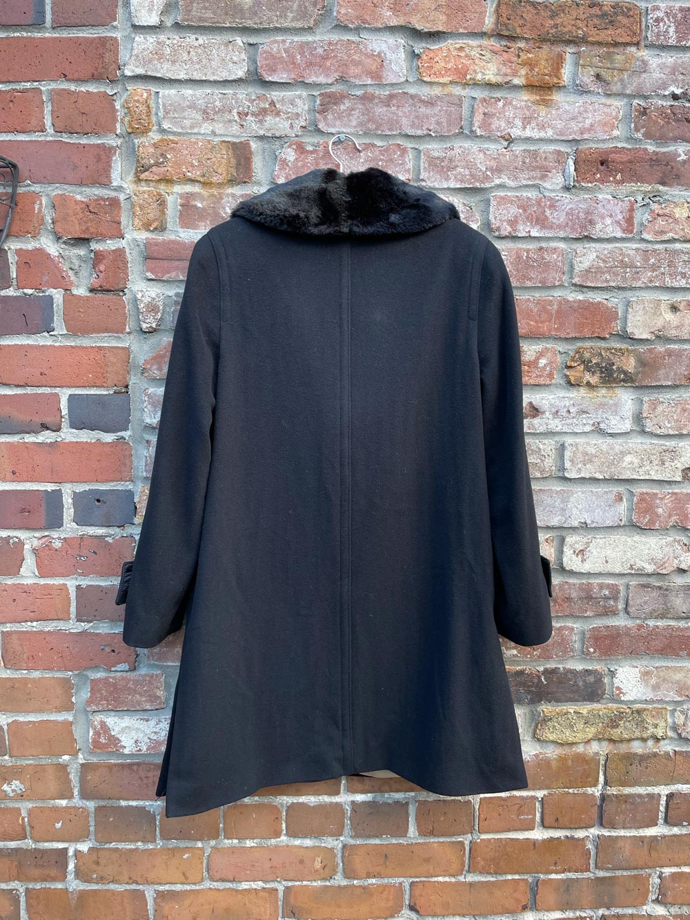 vintate 00s jacques vert wool-cashmere faux fur collar coat
