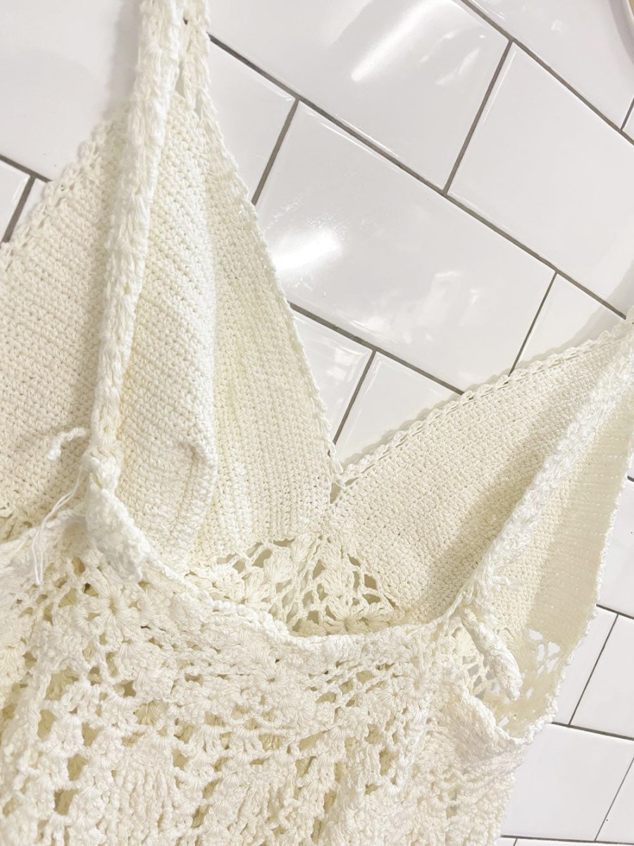 handmade crochet knit beach festival mini dress - good market thrift store