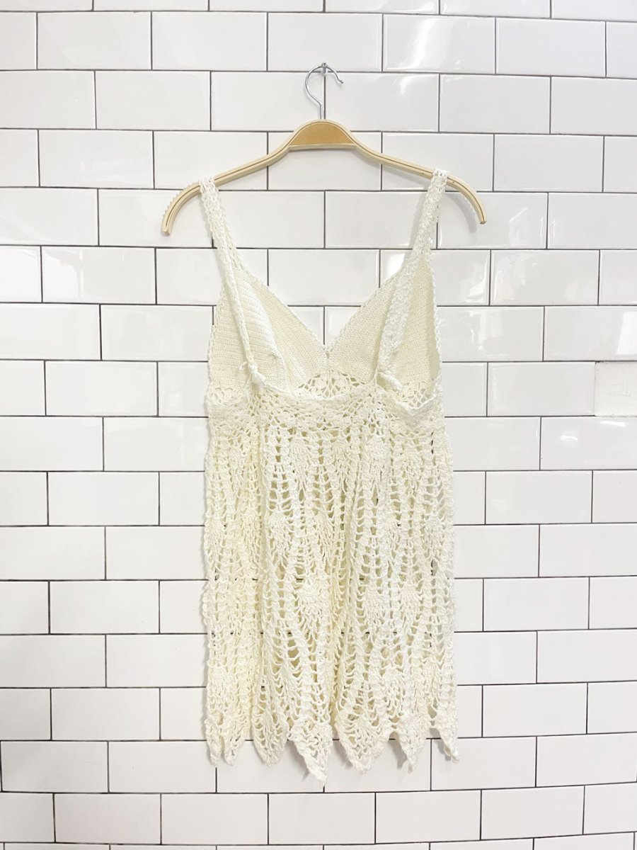 handmade crochet knit beach festival mini dress - good market thrift store