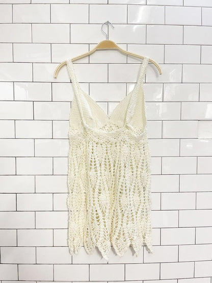 handmade crochet knit beach festival mini dress - good market thrift store