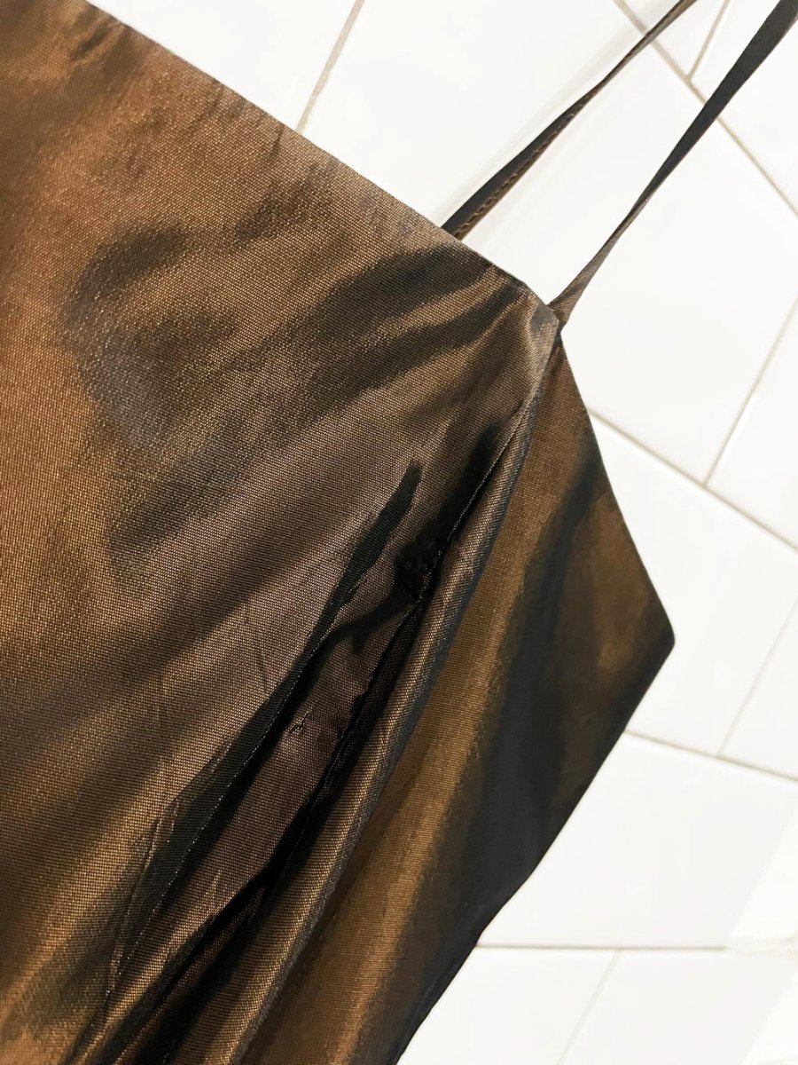 y2k reitmans bronze taffeta minimal mini dress - good market thrift store