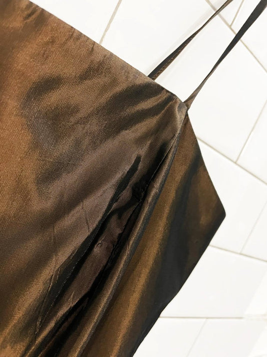 y2k reitmans bronze taffeta minimal mini dress - good market thrift store
