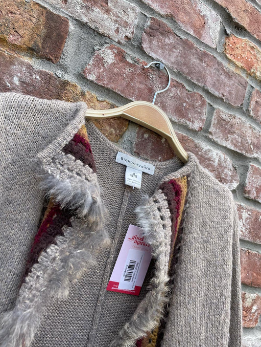 vintage bianca nygard boho crochet + rabbit duster cardigan