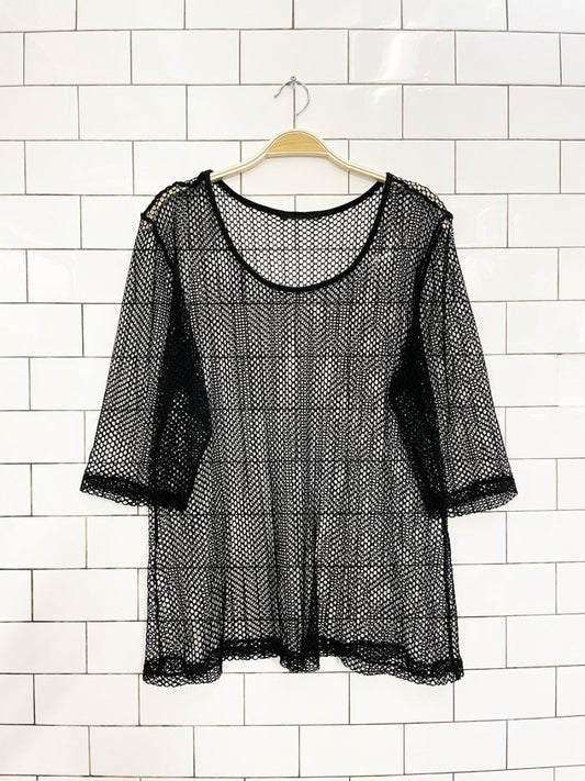 black mesh oversized tee - good market thrift store