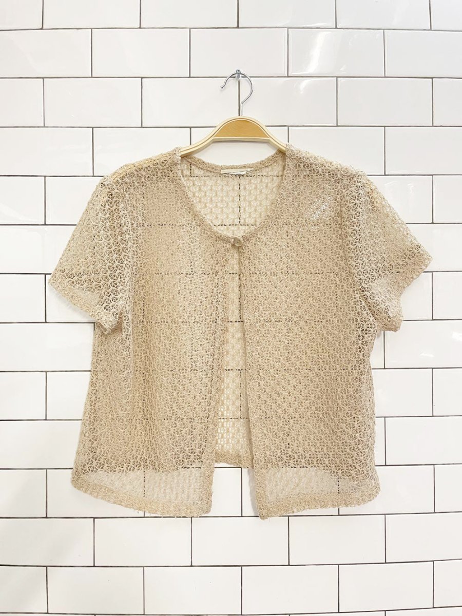 vintage 00s mesh crochet knit cardigan top - good market thrift store