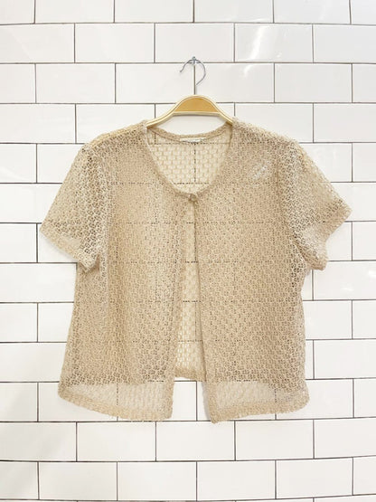 vintage 00s mesh crochet knit cardigan top - good market thrift store