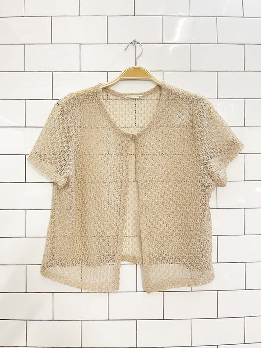 vintage 00s mesh crochet knit cardigan top - good market thrift store