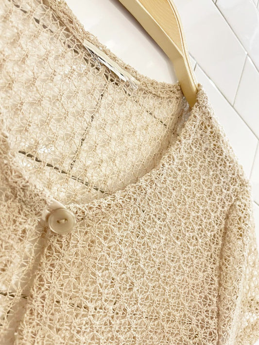 vintage 00s mesh crochet knit cardigan top - good market thrift store