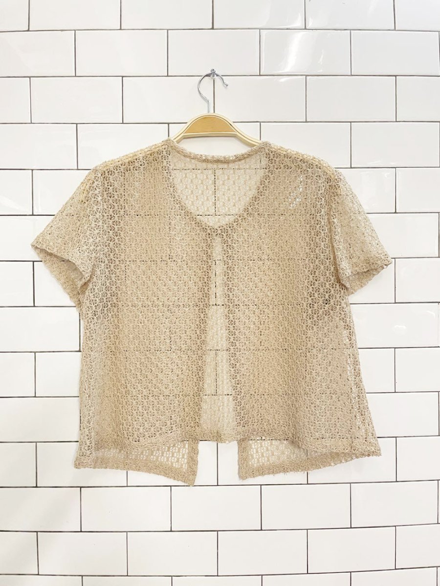 vintage 00s mesh crochet knit cardigan top - good market thrift store